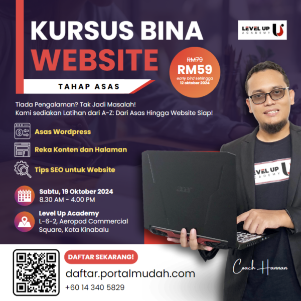 Kursus Bina Website - Level Up Academy - disampaikan oleh coach Hannan